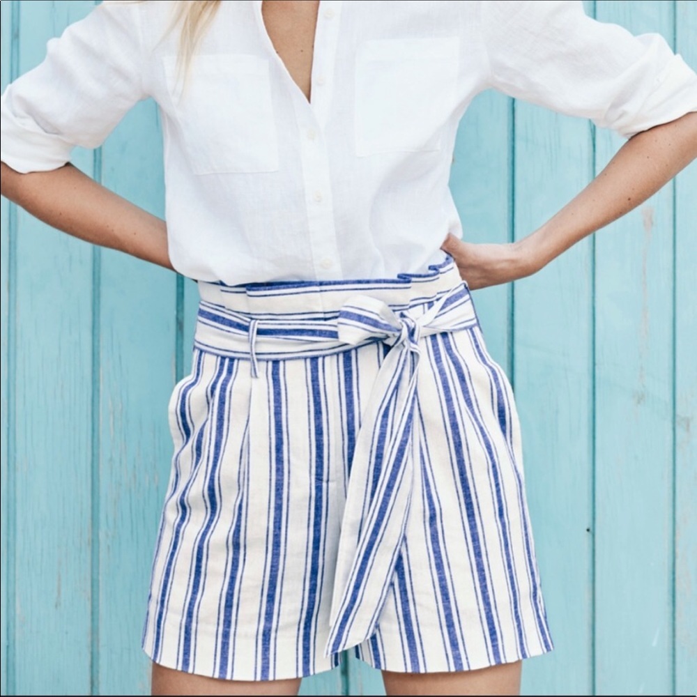 NWT! Boden St. Ives 9 inch Bermuda Shorts Paperbag Waist Linen Blend. Size 16.